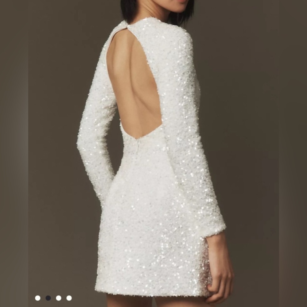 Women's White Avery Sequin Long Sleeve Minidress